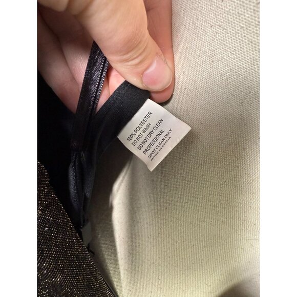 NWT Ieena For Mac Duggal Metallic Black & Gold Long Sleeve Gown Size 10 - Picture 9 of 12